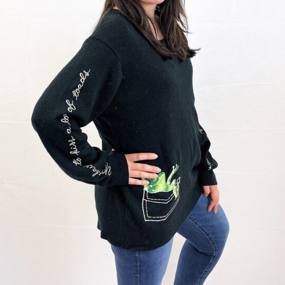 COPY - Vintage 70's Bonnie Lee Frog Toad Prince Charming Embroidered Sweater - Picture 2 of 14